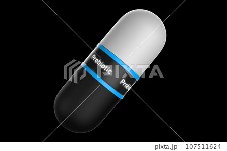 Abstract futuristic pill macro on black background Abstract futuristic pill macro on black background 107511624