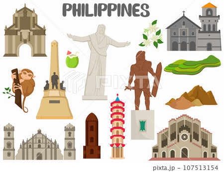 Set of Philippines landmarks architecture  Set of Philippines landmarks architecture  107513154