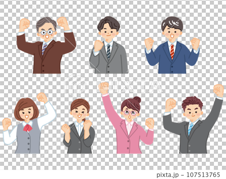 Illustration material of a business person who is happy with a fist pump 107513765