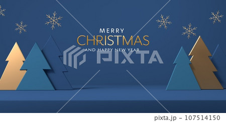 Christmas trees with snowflakes - 3D render 107514150