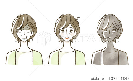 中年女性の表情セット 中年女性の表情セット 107514848
