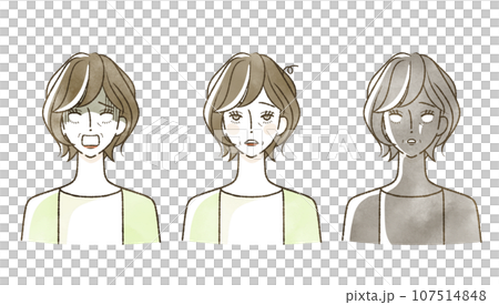 中年女性の表情セット 中年女性の表情セット 107514848