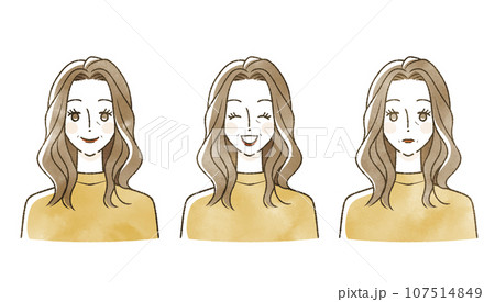 中年女性の表情セット 中年女性の表情セット 107514849