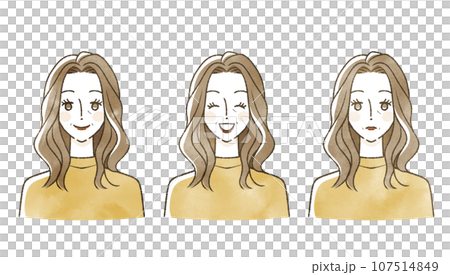 中年女性の表情セット 中年女性の表情セット 107514849