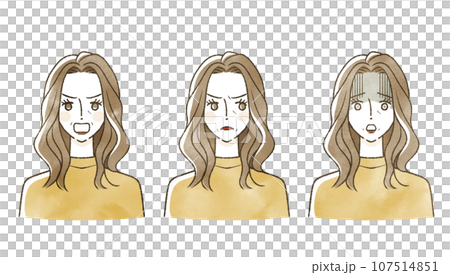 中年女性の表情セット 107514851