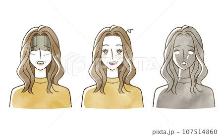 中年女性の表情セット 中年女性の表情セット 107514860