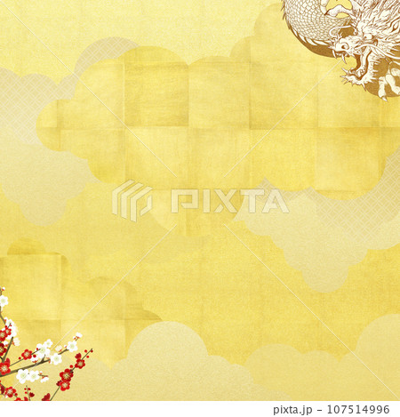 龍と梅の背景素材 107514996