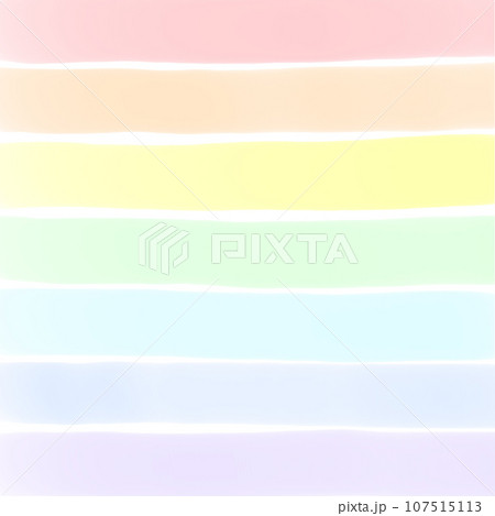 イラスト素材：ボーダーの水彩背景（レインボーカラー） 107515113