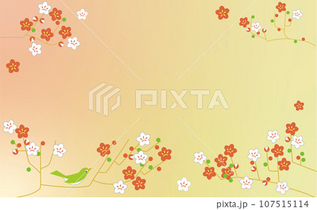 鶯がいる花柄の壁紙 鶯がいる花柄の壁紙 107515114