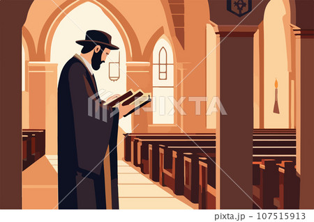 Reading Torah traditional Orthodox Jewish worshiper. Wrapped in tallit Reading Torah traditional Orthodox Jewish worshiper. Wrapped in tallit 107515913