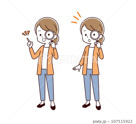 色々なポーズの私服の女性のイラスト 107515922