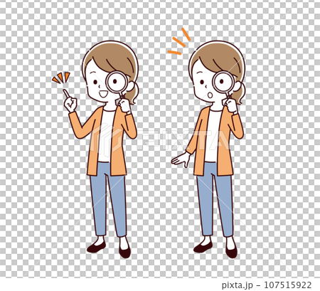 色々なポーズの私服の女性のイラスト 107515922