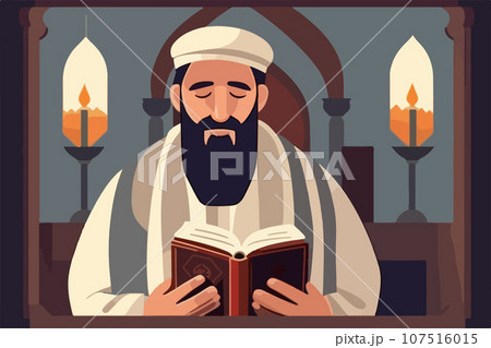 Jew reading torah Judaism religion in synagogue rabbis vector illustration. Jew reading torah Judaism religion in synagogue rabbis vector illustration. 107516015