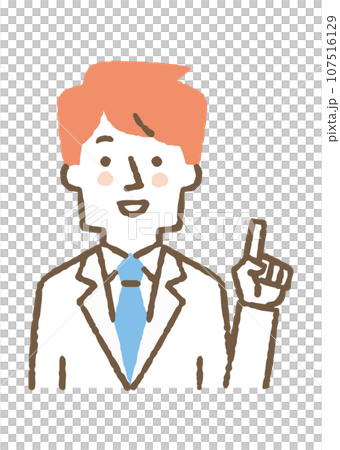 笑顔で説明している白衣を着た男性_色 107516129