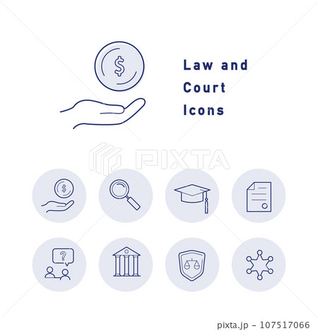法律・弁護士・裁判に関するカラーアイコンのセット 107517066