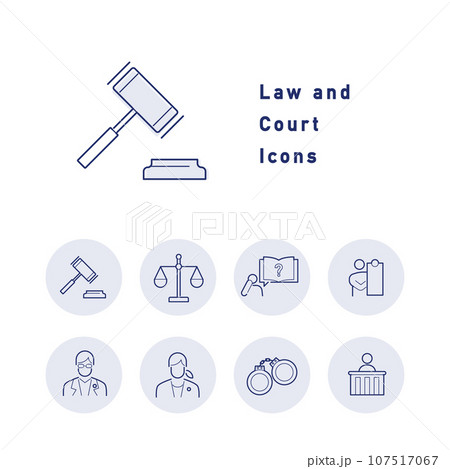 法律・弁護士・裁判に関するカラーアイコンのセット 法律・弁護士・裁判に関するカラーアイコンのセット 107517067