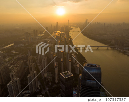 Aerial view of landscape in Guangzhou city, China, 107517527