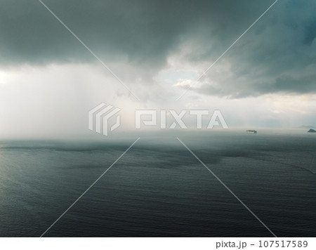 Aerial view of storm clouds with ocean landscape in the morning 107517589