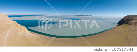 Aerial view of beautiful lagoon in Tibet,China 107517641
