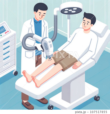 すね毛の脱毛している男性と男性医師 107517855