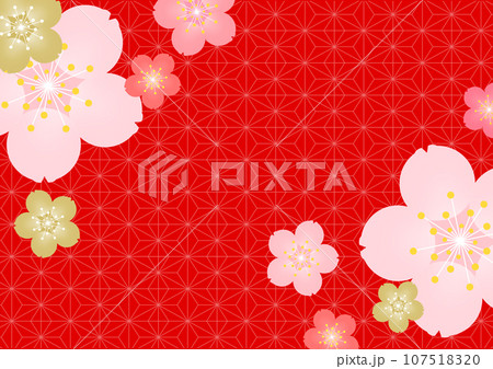 和柄の背景 麻の葉 和柄の背景 麻の葉 107518320