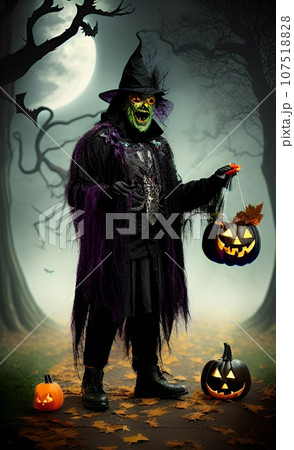 scary halloween witch in scary halloween 107518828