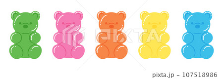 カラフルなくまの形のグミ（グミベア）のイラストセット 107518986