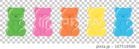 カラフルなくまの形のグミ（グミベア）のイラストセット 107518986