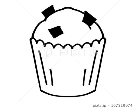 カップに入ったカップケーキマフィンのイラスト素材 線画 カップに入ったカップケーキマフィンのイラスト素材 線画 107519074