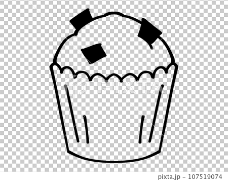 カップに入ったカップケーキマフィンのイラスト素材 線画 カップに入ったカップケーキマフィンのイラスト素材 線画 107519074