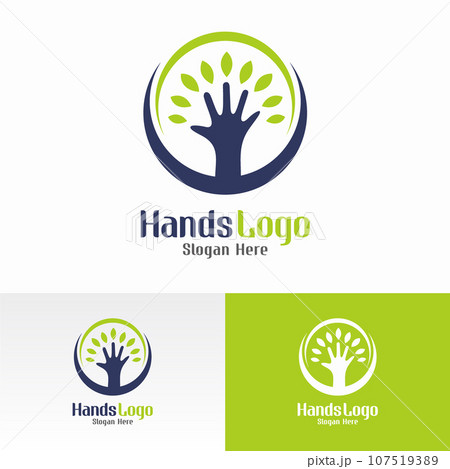 Natural Hand Logo Vector Template Natural Hand Logo Vector Template 107519389