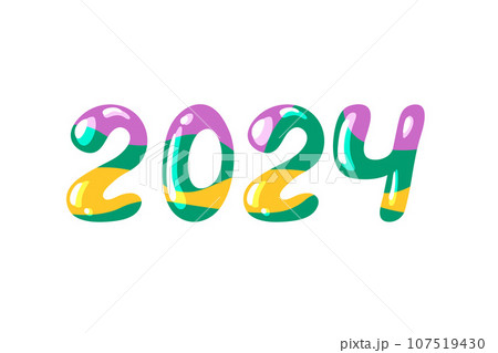 2024 New Year vector. Hand drawn colorful number 2024 isolated on white background 107519430