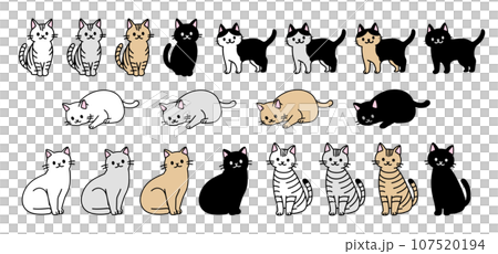Cat illustration material set 107520194