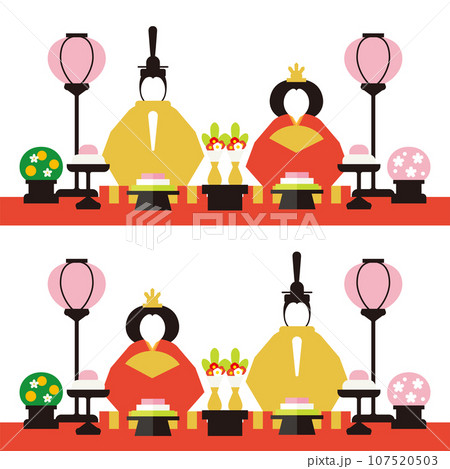 雛人形のイラスト　ひな祭り　ひなまつり　ひな人形　桃の節句 107520503