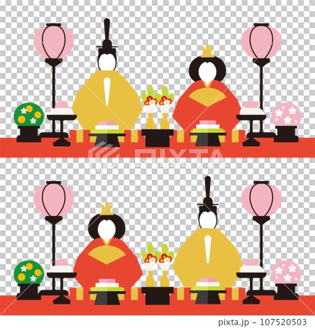 雛人形のイラスト　ひな祭り　ひなまつり　ひな人形　桃の節句 107520503