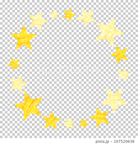 可愛的黃色閃光星星圓形框架 107520636