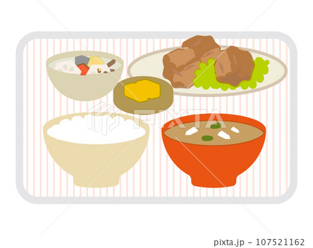 唐揚げ定食・食卓のイラスト 107521162