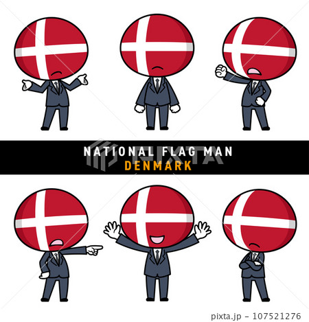 デンマークの国旗を擬人化したキャラクターセット 107521276