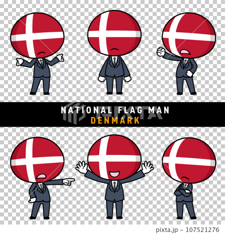 デンマークの国旗を擬人化したキャラクターセット 107521276