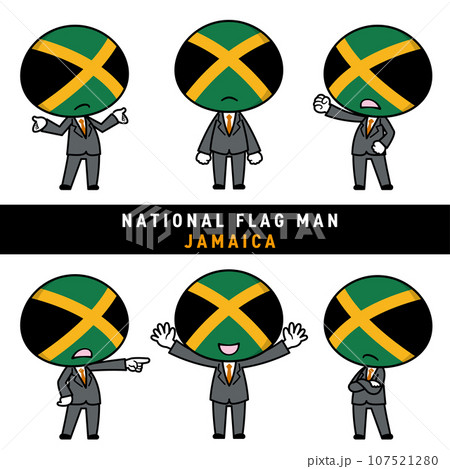 ジャマイカの国旗を擬人化したキャラクターセット 107521280