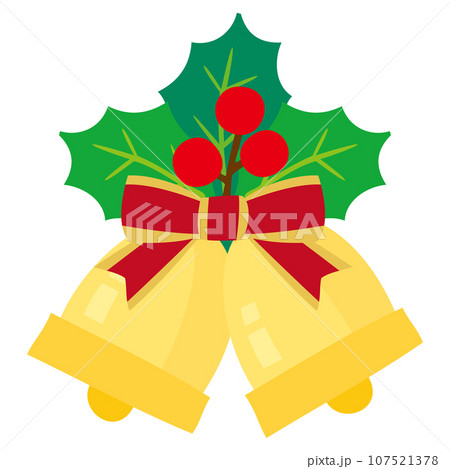 ヒイラギとベルのクリスマスオーナメントのベクターイラスト ヒイラギとベルのクリスマスオーナメントのベクターイラスト 107521378