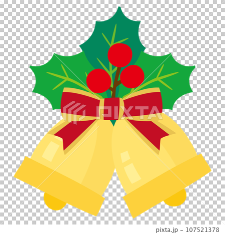 ヒイラギとベルのクリスマスオーナメントのベクターイラスト ヒイラギとベルのクリスマスオーナメントのベクターイラスト 107521378