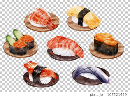 手書き風寿司イラスト 107521459
