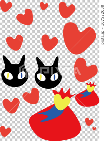 ハートと双子のオッドアイの黒猫のイラスト素材 [107522039] - PIXTA