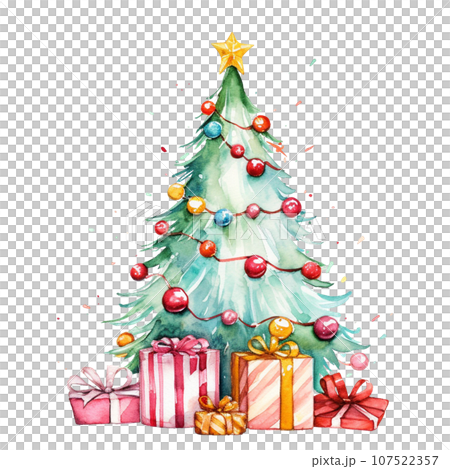 Christmas tree in style watercolor on isolated background.Merry Christmas and Happy new year concept. 107522357