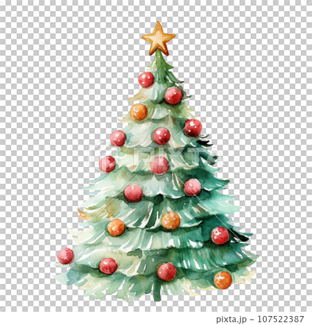 Christmas tree in style watercolor on isolated background.Merry Christmas and Happy new year concept. 107522387