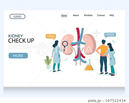 Kidney check up vector website landing page design template 107522434