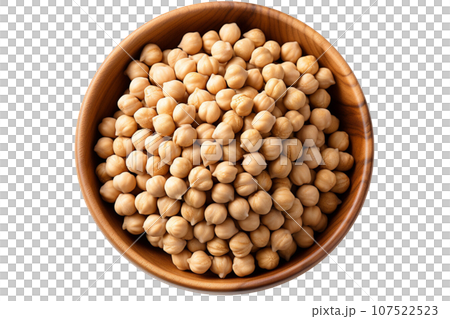Chickpeas in the bowl on isolated background.Healthy and vegan concept.Created with Generative AI technology. 107522523