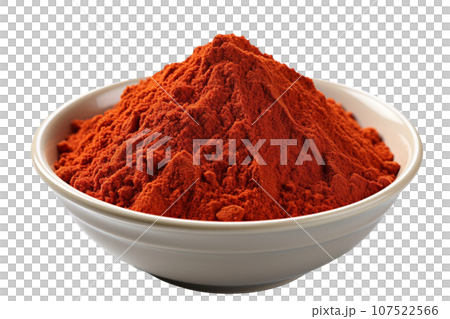 pepper powder on isolated background.Healthy and vegan concept.Created with Generative AI technology. 107522566
