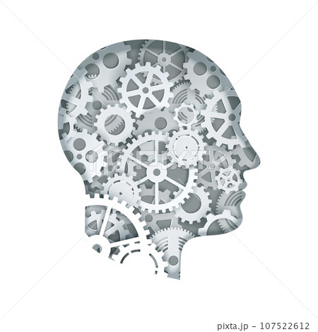 Clock mechanism head, vector illustration in paper art style 107522612
